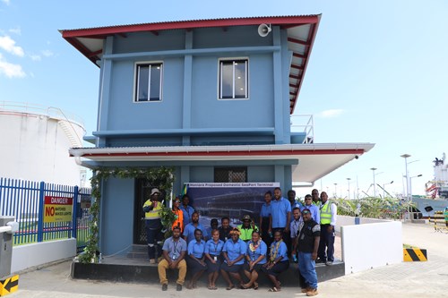 Deputy Prime Minister Hon. Manaseh Maelanga and SIPA Chairman Johhny Sy unveil the new design and concept for the new Domestic Terminal office